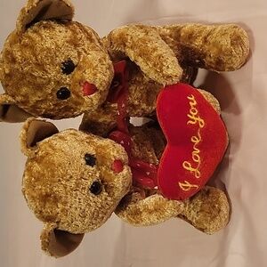 Twins Or Couple Stuffed Animal BEARS. "I Love You" Heart 8.5 in X 8  In tall